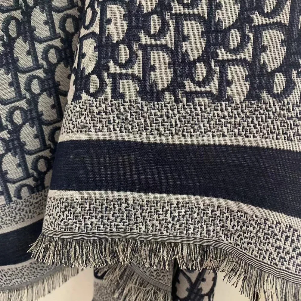 Navy blue Dior Oblique shawl